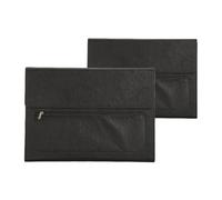 2Pcs A4 Leather File Folder Document Bag Large Capacity Business Briefcase Waterproof Data Contract Bill Office Supplies(Black Without Handle)