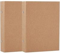 2PCS A4 Size Kraft Paper Folders Reusable A4 Size Kraft Paper Ring Binder with Ring Tray for Adding Loose Sheets