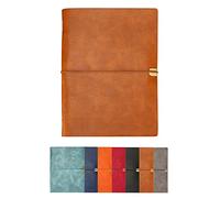 2PCS A5 Leather Journal, 23 x 17 cm, 200 Pages Refillable Vintage Travel Journal Notepad Diary, With Line Elastic Band, Gift For Birthday Anniversary Women Men, Pad Notes Personal Notebook (Brown)