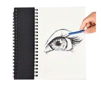 2Pcs A5 Sketchbook 100 Sheets Spiral Bound Artist Sketch Pad Black Kraft Cover Blank Drawing Notebook for Graphite Pencil Painting Artists Studio School