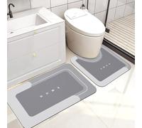 2PCS Absorbent Bath Mat Magic Rug Sets, Quick Drying Bath Mat Non-Slip Floor Rug Rubber Backed for Bathroom Kitchen Shower Sink, Water Absorbent (19.7''x23.6''+19.7''x31.9'', Light Gray)