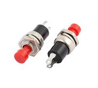 2Pcs AC125V 3A 7mm Mount Dia Normally Open Red Cap Momentary Push Button Switch Contactor