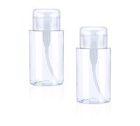 2PCS Acetone Pump Dispenser, Push Down Pump Dispenser, 200ml/6.8oz Alcohol Dispensers, Transparent Empty Pump-Bottle Dispensers for Nail Polish Remover, Makeup Remover, Micellar Water, Toner