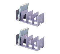 2Pcs Acrylic Book End For Shelves 4 Compartments End Desk Stopper Magazine Stand Space Saving Organizers Acrylic Bookends For Compact Spaces