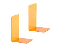 2PCS Acrylic Bookends, 12x12x17.5CM Clear Acrylic Book Stand, Desktop Book Organizer for School Home Office, Orange