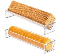 2Pcs Cracker Serving Tray, Clear Cracker Holder, Transparent Macaron Display Tray, Acrylic Cracker Serving Stand, Rectangular Cracker Holder, Multipurpose Biscuit Holder for Home Party Food Display