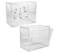 2pcs Acrylic Display Case for Collectibles, Clear Stackable Movable 3-Tier Hobby Display Box Stand with Plates Easy to Install Mini Figure Showcase Shelf Kit for Figures Toys Home,30×24×18 cm