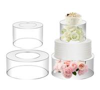 2PCS Acrylic Fillable Cake Stand Clear Round 6Inch 10Inch Stackable Centerpiece Cake Display Boxes with LED Lights Tabletop Decor Base Cake Display Tier for Wedding Birthday Party (No LED lights)