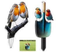 2PCS Acrylic Flat Garden Stakes Decorative Robin Ornaments for Garden Outdoor Insert, Lawn Flower Bed Decor, Yard Art Gift The Garden Stakes Decorative Build a Flexible Layout For any Green Space