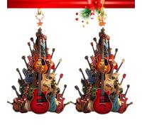 2Pcs Acrylic Guitar Christmas Tree Ornaments, Guitar Christmas Tree Ornaments,Funny Home Party Decor Gifts,New Year Party Supplies,Gifts for C/hristmas,for Music Enthusiasts, Musicians, Teachers