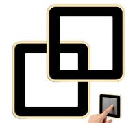 2PCS Acrylic Light Switch Surrounds - Black & Gold Elegant Wall Plate Cover for UK Standard Single 86x86mm Switches - Self-Adhesive Decorative Fingerplate