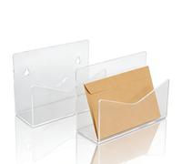 2PCS Acrylic Mail Holder, Wall Mounted Mail Basket Transparency Hanging File Organizer Envelope Sorter Stand for Home Office School