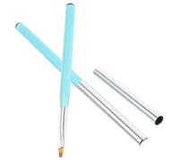 2pcs Acrylic Nail Art Brush with Cap, Angled round Head, Blue | Clean Excess Polish, Easy Edge Cleanup, Travel Friendly, for Cuticles, Gel Polish, Home Use