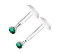 2PCS Acrylic Push In Lip Ring 16 gauge 1/4 6mm 2mm Emerald Crystal Ball Monroe Earring Marilyn Monroe Piercing Jewellery 0301