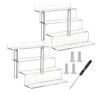 2Pcs Acrylic Riser Display Shelf, 4 Tier Clear Display Stand, Acrylic Display Risers, Tiered Display Stand, Acrylic Shelves for Figures Cupcake Spice Cosmetics Lotion Dessert Perfume Stand Organizert