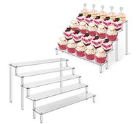 2Pcs Acrylic Risers Display Stand for Action Figures, 5 Tier Clear Display Collectibles Dessert Holder, Durable Showcase Display Shelf for Toys Jewels Figurines Cosmetics Decoration and Organizer