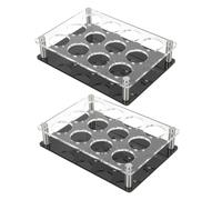2pcs Acrylic Shot Glass Holder Rack, 12 Hole Black Display Stand | 3cm Slots, Smooth Burr Free Finish, Glasslike Clarity, Wedding Pubs Party Use, Space Saving Stackable Design