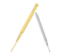 2PCS Acupuncture Pen Set with Ear Acupressure Chart, Stainless Steel & Retractable Copper Acupressure Pen, Dual Head Acupoint Probe Tool for Ear, Face, Hand, Foot and Body Massage