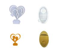 2Pcs Adhesive Dripping Mold Heart Shaped Silicone Candlestick Casting Molds Home Decorations Jewelry Jewelry Making Tool