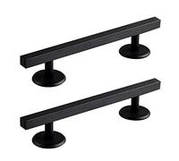 2pcs Adhesive Glass Door Handle Barn Shed Handles self-Adhesive Sliding Gate Pulls Square Cabinet Knobs Aluminium Alloy Bar Levers for Kitchen,with Double-Sided Tape and Screws (250mm,Black)