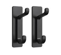 2pcs Adhesive Hooks, No Nails Wall Hook, Sticky Coat Kooks Extra Strong Wall Mounted, Stick Hooks Heavy Duty, Black Metal Sticky Hooks Self Adhesive Hooks on Door, Wall, Bathromm, Kitchen for Hanging