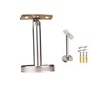2Pcs Adjustable 304 Stainless Steel Wall Floor Mount Bracket Vertical Post Support with Flat & Curve Plates for Handrails H100mm Durable & Versatile Tray Screws