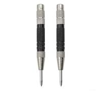 2PCS Adjustable Automatic Center Punch Tool with Hardened Steel Body and for CR-V Tip for Marking on Wood, Metal, Glass and Plastic - 155mm Silver