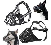 2Pcs Adjustable Basket Dog Muzzle, Soft Mesh Dogs Muzzle, Breathable Dog Training Muzzles with Reflective Strip for Medium Large Breed to Prevent Biting Barking Chewing