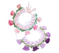 2pcs Adjustable Bell Flower Knitted Pet Collar Necklace for Cats