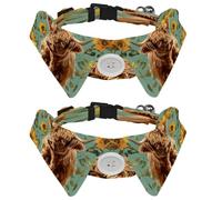 2pcs Adjustable Bowtie Collars for Dogs Cats, Highland Cow Sunflower, Adjustable Cat Collar with Bow Tie, Pet Collars for Dog Soft Bowtie Dog Collars for Small Pet