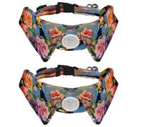 2pcs Adjustable Bowtie Collars for Dogs Cats, Hummingbird Flower, Adjustable Cat Pet Collars for Small Pets Dog