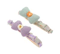 2pcs Adjustable Breathable Pet Bow Tie Collar for Puppy and Cat Soft Polyester Plaid Design Green and Purple Decorative Kitten Collar for Daily Wear and Holiday Parties