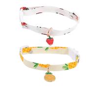 2Pcs Adjustable Cat Collars with Bell Cute Fruit Patterns for Pets Comfortable Skin Friendly for Parties Everyday Wear Pineapple Strawberry