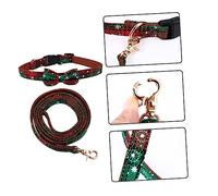 2pcs Adjustable Christmas Dog Collar and Leash Set Green Snowflake Pattern Pet Neck Chain Durable Material for Stylish Holiday Control and Comfort
