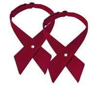 2Pcs Adjustable Cross Bow Tie School Uniform Business Cross Bow Tie Neck Tie Collar Tie for Women Girls Uniform Shirt Accessories, Red, Red, M