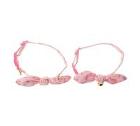 2pcs Adjustable Cute Puppy Collar with Bell Charm Fabric Pet Flower Necklace for Dogs and Cats Decorative Elegant Jewelry for Weddings Anniversary Photo Shoots