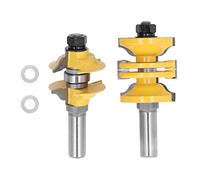 2Pcs Adjustable Entry Door Tenon Router Bit Set, Carbon Steel Alloy Stile Rail Milling Cutter with 1/2in Shank for Woodworking, Cabinet Making and Door Frame Joinery