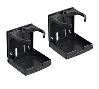 2pcs Adjustable Folding Cup Drink Holder with Screws and Tapes, Adjustable Automotive Cup Holders for Car TRUCK BOAT VAN. (Black)