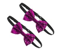 2pcs Adjustable Glitter Bow Ties for Men Pre Tied Sequin Bowtie Rosy for Wedding Parties and Celebratory Events Versatile PU Material for Adults