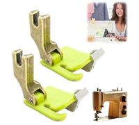 2pcs Adjustable Hemmer Presser Foot with Seam Guide,Coated Multifunctional Sewing Feet for Industrial & Home Use,Universal Fit for Most Sewing Machines,Professional Sewing Tools & Accessories(Yellow)