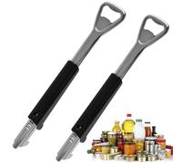 2Pcs Adjustable Jar Opener for Weak Hands, Stainless Steel Can Opener Jar Lid Gripper for Seniors with Arthritis, Multifunctional Manual Jar Opener with Bottle Cap Openers for Most Bottles