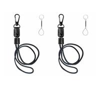 2Pcs Adjustable Lanyard PU Leather Braided Neck Strap, Lanyard Neck Strap with Metal Snap Hook and Keychain for Keys, ID Badge Holder, Phone, Black