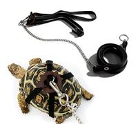 2pcs Adjustable Leather Tortoise Harness With Leash, Soft Shell-Safe Pet Walking Lead, Universal Size With Chain Control Rope, Brown And Black, For Safe Outdoor Exploration