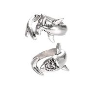2pcs Adjustable Open Thumb Ring Set Vintage Shark Design Alloy Knuckle Rings for Women Animal Wrap for Casual Wear