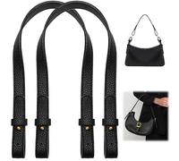2PCS Adjustable Purse Straps Replacement for Michael PU Leather Black Pebble Grain for Shoulder Bags Shopper Tote Long Handles for Kors