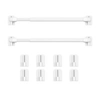 2Pcs Adjustable Rods for Curtain, No Drill Net Curtain Extendable Rod for Kitchen, Windows, DIY Projects(40-70CM/16-28 Inch, White) with 8PCS Self-adhesive Hooks
