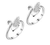 2PCS Adjustable Swan Shape Knitting Crochet Ring Yarn Tension Loop Sewing Craft Tool for Left Right Hand Use
