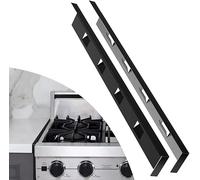 2Pcs Adjustable23'4-26' Stove Gap Cover Range Gap Filler 316 Stainless Steel Counter Trim Kit Between Stove Edge and Counter Don't Melt Like Silicone Heat Resistant and Easy to Clean (black)