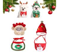2PCS Adorable Christmas Tree Pom-Pom Hat for Dogs,Pets Dog Christmas Hat & Bandana, Christmas Dog Hat (4,S)
