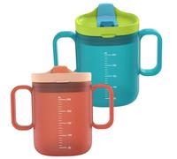 2Pcs Adult Sippy Cups for Elderly Spill Proof with Straw 260ml Heat Resistant Elderly Sippy Cup with Handle Scaled for Disabled Patients Kids, Cup with Handles
